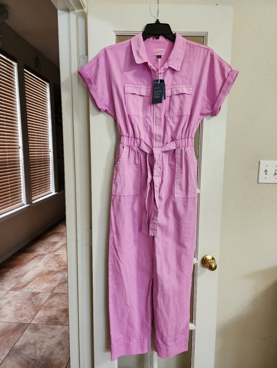 Universal Thread Pants - NWT Universal Thread Pink Utility Jumpsuit Belted Cotton Size 6